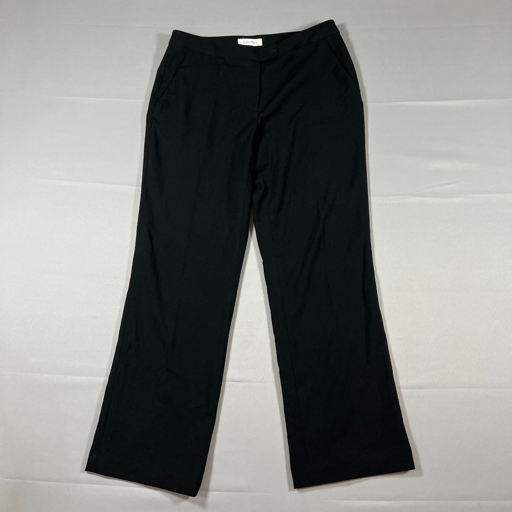 Calvin Klein Dress Pant Women 29 Black Stretch Mid Rise Straight Leg Formal Wear